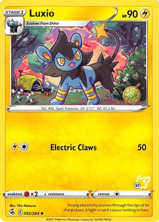 Luxio - 092/264 (#37 Pikachu Stamped)/264 Battle Academy 2022 - Promo Battle Academy 2022 Pokemon Single Squirtle Squad Card Shop.
