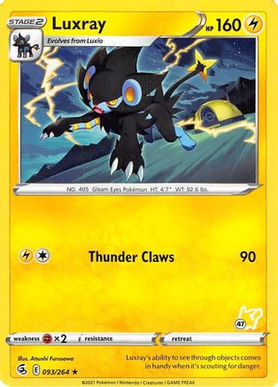 Luxray - 096/264 (#47 Pikachu Stamped)/264 Battle Academy 2022 - Promo Battle Academy 2022 Pokemon Single Squirtle Squad Card Shop.