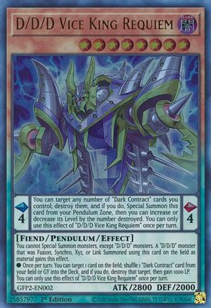 D/D/D Vice King Requiem (GFP2-EN002) - Ghosts From the Past: The 2nd Haunting 1st Edition Ghosts From the Past: The 2nd Haunting Yugioh Single Squirtle Squad Card Shop.