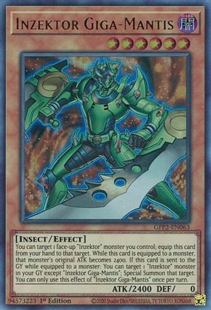 Inzektor Giga-Mantis (GFP2-EN063) - Ghosts From the Past: The 2nd Haunting 1st Edition Ghosts From the Past: The 2nd Haunting Yugioh Single Squirtle Squad Card Shop.