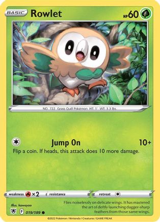 Rowlet 019 SWSH10 Astral Radiance - Common SWSH10: Astral Radiance Pokemon Single Squirtle Squad Card Shop.
