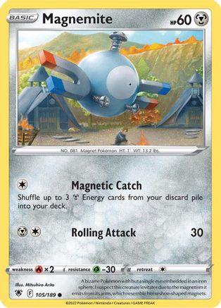 Magnemite 105 SWSH10 Astral Radiance - Common SWSH10: Astral Radiance Pokemon Single Squirtle Squad Card Shop.