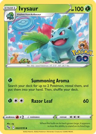 Ivysaur 002 - Reverse Holofoil Pokemon GO - Uncommon Pokemon GO Pokemon Single Squirtle Squad Card Shop.