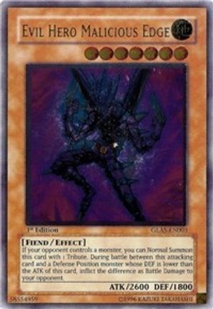 Evil HERO Malicious Edge (UTR) (GLAS-EN003) - Gladiator's Assault 1st Edition Gladiator's Assault Yugioh Single Squirtle Squad Card Shop.