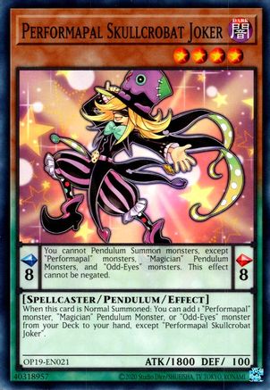 Performapal Skullcrobat Joker (OP19-EN021) - OTS Tournament Pack 19 Unlimited OTS Tournament Pack 19 Yugioh Single Squirtle Squad Card Shop.