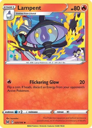 Lampent 025 - Reverse Holofoil SWSH11 Lost Origin - Uncommon SWSH11: Lost Origin Pokemon Single Squirtle Squad Card Shop.