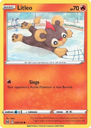 Litleo 028 SWSH11 Lost Origin - Common SWSH11: Lost Origin Pokemon Single Squirtle Squad Card Shop.