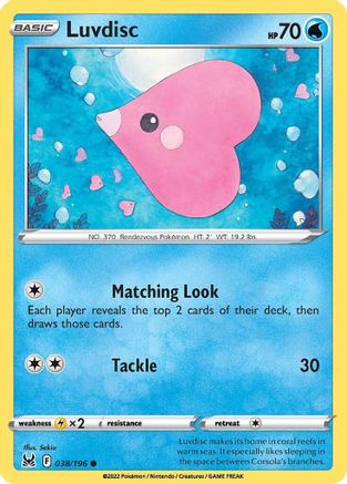 Luvdisc 038 - Reverse Holofoil SWSH11 Lost Origin - Common SWSH11: Lost Origin Pokemon Single Squirtle Squad Card Shop.