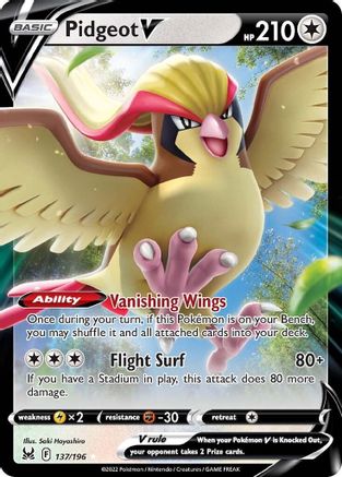 Pidgeot V 137/196 – Lost Origin – Holofoil Ultra Rare