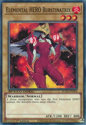 Elemental HERO Burstinatrix (SGX2-ENA02) - Speed Duel GX: Midterm Paradox 1st Edition Speed Duel GX: Midterm Paradox Yugioh Single Squirtle Squad Card Shop.