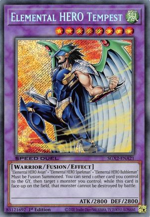 Elemental HERO Tempest (Secret Rare) (SGX2-ENA21) - Speed Duel GX: Midterm Paradox 1st Edition Speed Duel GX: Midterm Paradox Yugioh Single Squirtle Squad Card Shop.