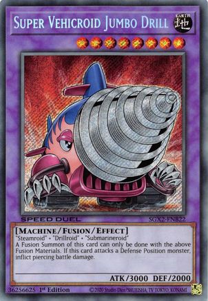 Super Vehicroid Jumbo Drill (Secret Rare) (SGX2-ENB22) - Speed Duel GX: Midterm Paradox 1st Edition Speed Duel GX: Midterm Paradox Yugioh Single Squirtle Squad Card Shop.