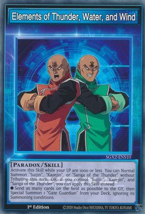 Elements of Thunder, Water, and Wind (SGX2-ENS10) - Speed Duel GX: Midterm Paradox 1st Edition Speed Duel GX: Midterm Paradox Yugioh Single Squirtle Squad Card Shop.
