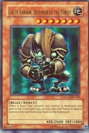 Green Baboon, Defender of the Forest (DLG1-EN104) - Dark Legends Unlimited Dark Legends Yugioh Single Squirtle Squad Card Shop.
