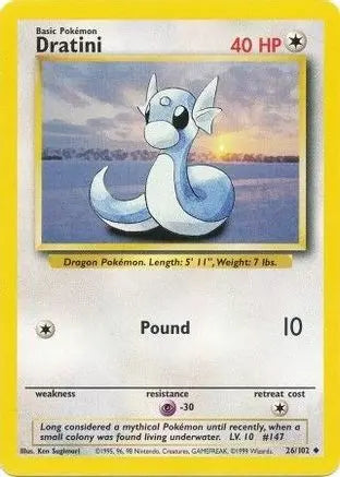 Dratini 026/102 - Base Set Unlimited - Uncommon Pokémon Card Base Set Pokemon Single Squirtle Squad Card Shop.