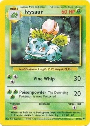 Ivysaur 030 Base Set - Uncommon Base Set Pokemon Single Squirtle Squad Card Shop.