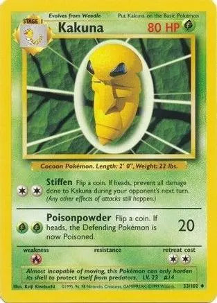Kakuna 033/102 - Base Set Unlimited - Uncommon Pokémon Card Base Set Pokemon Single Squirtle Squad Card Shop.
