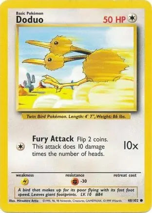 Doduo 048/102 - Base Set Unlimited - Common Pokémon Card Base Set Pokemon Single Squirtle Squad Card Shop.