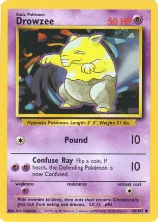 Drowzee 049/102 - Base Set Unlimited - Common Pokémon Card Base Set Pokemon Single Squirtle Squad Card Shop.