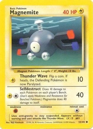 Magnemite 053 Base Set - Common Base Set Pokemon Single Squirtle Squad Card Shop.
