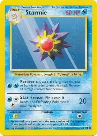 Starmie 064/102 - Base Set Unlimited - Common Pokémon Card Base Set Pokemon Single Squirtle Squad Card Shop.