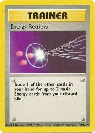 Energy Retrieval 081/102 - Base Set Unlimited - Uncommon Pokémon Card Base Set Pokemon Single Squirtle Squad Card Shop.