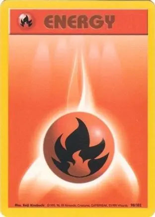 Fire Energy 098/102 - Base Set Unlimited - Common Pokémon Card Base Set Pokemon Single Squirtle Squad Card Shop.