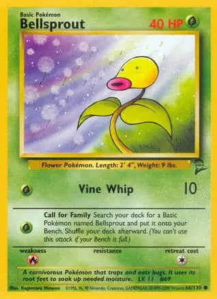 Bellsprout 066 Base Set 2 - Common Base Set 2 Pokemon Single Squirtle Squad Card Shop.