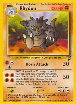 Rhydon 059 Base Set 2 - Uncommon Base Set 2 Pokemon Single Squirtle Squad Card Shop.