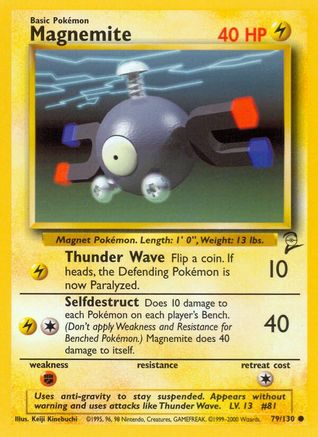 Magnemite 079 Base Set 2 - Common Base Set 2 Pokemon Single Squirtle Squad Card Shop.