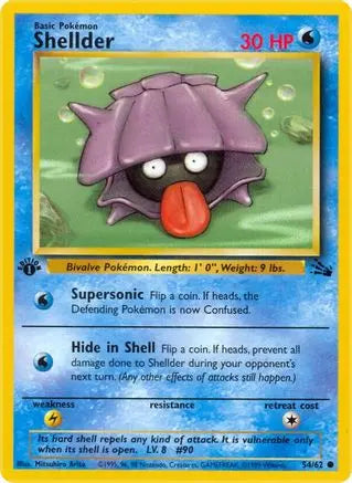 Shellder 054/62 - 1st Edition Fossil - Uncommon Pokémon Card Fossil Pokemon Single Squirtle Squad Card Shop.