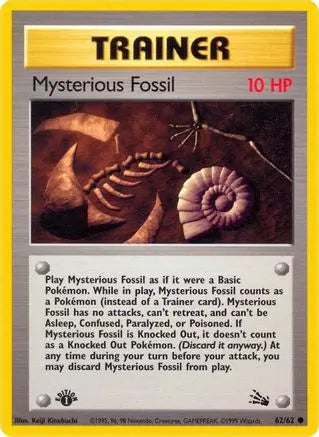 Mysterious Fossil 062/62 - 1st Edition Fossil- Common Pokémon Card Fossil Pokemon Single Squirtle Squad Card Shop.