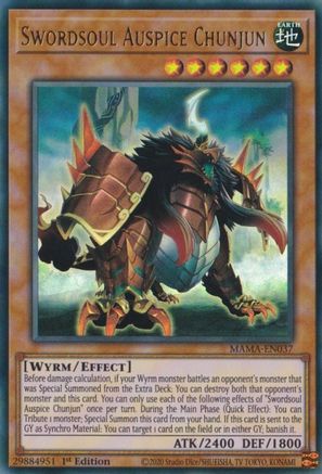 Swordsoul Auspice Chunjun (MAMA-EN037) - Magnificent Mavens 1st Edition Magnificent Mavens Yugioh Single Squirtle Squad Card Shop.