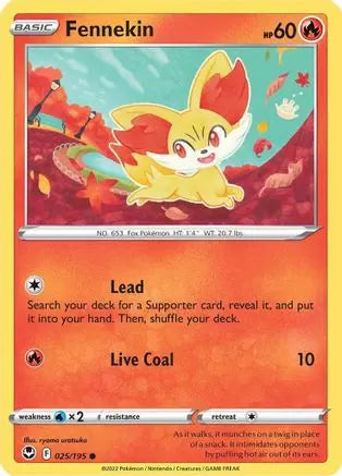 Fennekin 025 - Reverse Holofoil SWSH12 Silver Tempest - Common