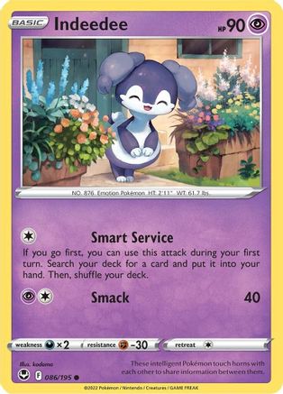 Indeedee 086 SWSH12 Silver Tempest - Common SWSH12: Silver Tempest Pokemon Single Squirtle Squad Card Shop.