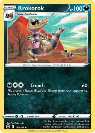 Krokorok 112 - Reverse Holofoil SWSH12 Silver Tempest - Uncommon SWSH12: Silver Tempest Pokemon Single Squirtle Squad Card Shop.