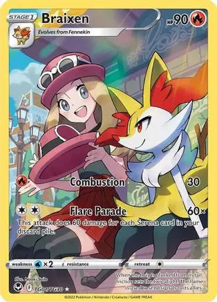 Braixen TG01 - Holofoil SWSH12 Silver Tempest Trainer Gallery - Ultra Rare SWSH12: Silver Tempest Trainer Gallery Pokemon Single Squirtle Squad Card Shop.