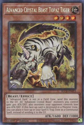 Advanced Crystal Beast Topaz Tiger (BLCR-EN013) - Battles of Legend: Crystal Revenge 1st Edition Battles of Legend: Crystal Revenge Yugioh Single Squirtle Squad Card Shop.