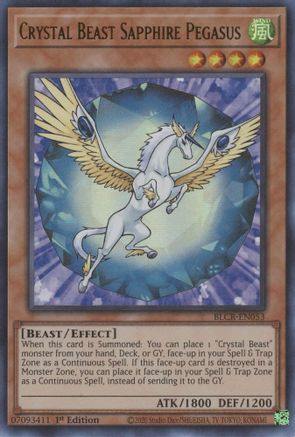 Crystal Beast Sapphire Pegasus (BLCR-EN053) - Battles of Legend: Crystal Revenge 1st Edition Battles of Legend: Crystal Revenge Yugioh Single Squirtle Squad Card Shop.