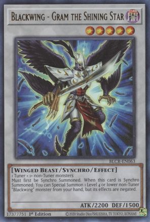 Blackwing - Gram the Shining Star (BLCR-EN063) - Battles of Legend: Crystal Revenge 1st Edition Battles of Legend: Crystal Revenge Yugioh Single Squirtle Squad Card Shop.