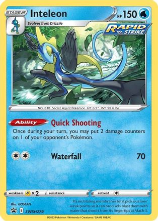 Inteleon SWSH279 - Holofoil SWSH Sword & Shield Promo Cards - Promo SWSH: Sword & Shield Promo Cards Pokemon Single Squirtle Squad Card Shop.