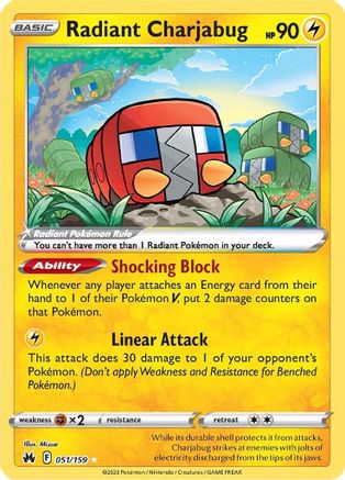 Radiant Charjabug 051 - Holofoil SWSH Crown Zenith - Radiant Rare SWSH: Crown Zenith Pokemon Single Squirtle Squad Card Shop.