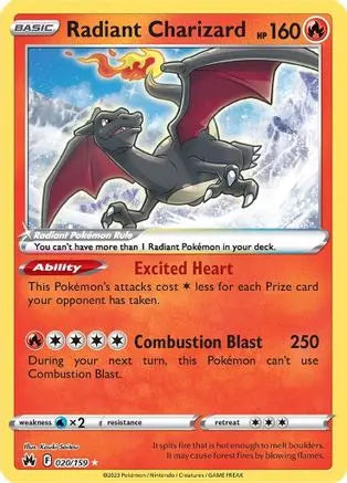 Radiant Charizard 020 - Holofoil SWSH Crown Zenith - Radiant Rare SWSH: Crown Zenith Pokemon Single Squirtle Squad Card Shop.