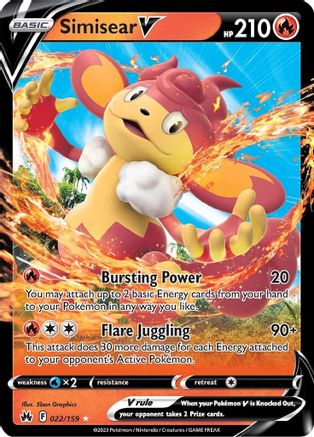 Simisear V 022/159 – Crown Zenith – Ultra Rare Pokémon Card