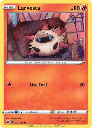 Larvesta 024 - Reverse Holofoil SWSH Crown Zenith - Common SWSH: Crown Zenith Pokemon Single Squirtle Squad Card Shop.