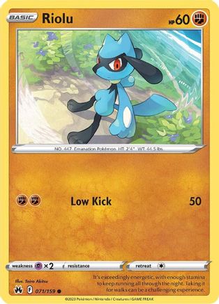 Riolu 071 - Reverse Holofoil SWSH Crown Zenith - Common SWSH: Crown Zenith Pokemon Single Squirtle Squad Card Shop.