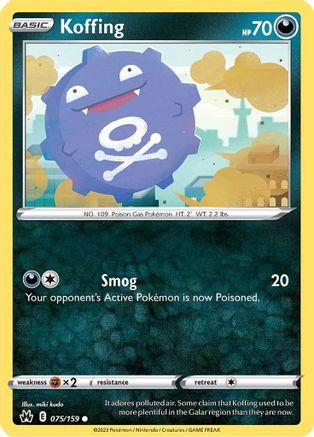 Koffing 075 - Reverse Holofoil SWSH Crown Zenith - Common SWSH: Crown Zenith Pokemon Single Squirtle Squad Card Shop.