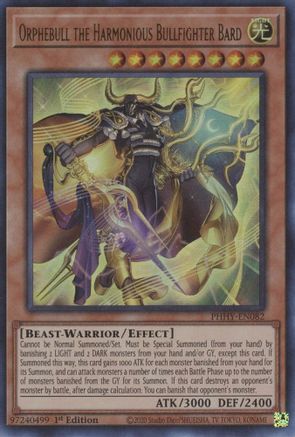 Orphebull the Harmonious Bullfighter Bard (PHHY-EN082) - Photon Hypernova 1st Edition Photon Hypernova Yugioh Single Squirtle Squad Card Shop.