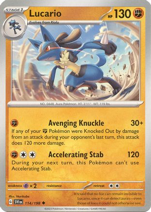 Lucario 114/198 SV01 Scarlet & Violet Base Set - Uncommon SV01: Scarlet & Violet Base Set Pokemon Single Squirtle Squad Card Shop.