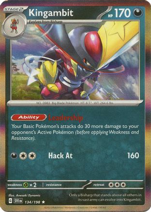 Kingambit 134/198 - Holofoil SV01 Scarlet & Violet Base Set - Rare SV01: Scarlet & Violet Base Set Pokemon Single Squirtle Squad Card Shop.